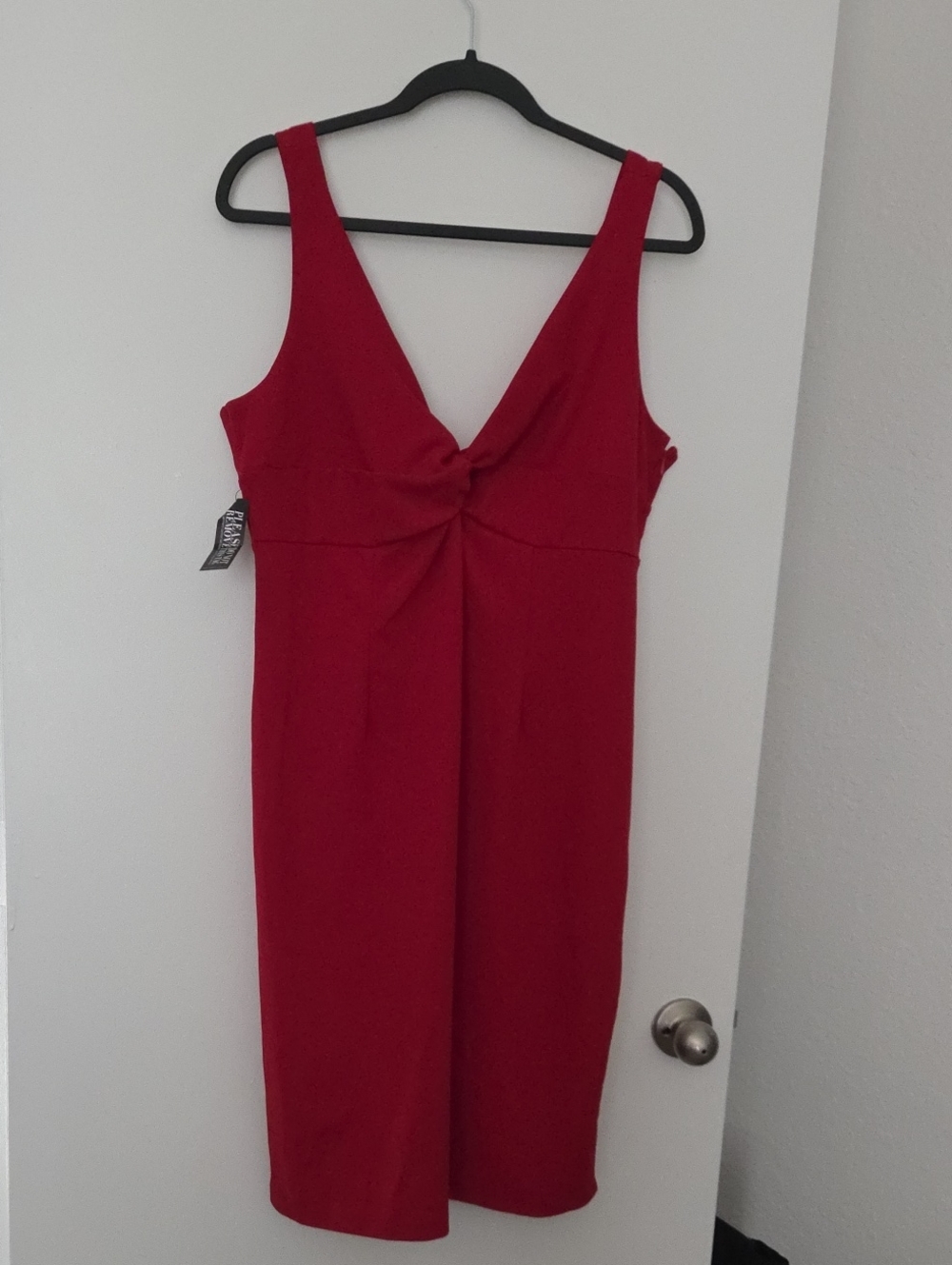 New York & Company Red Knot-Front Midi Dress